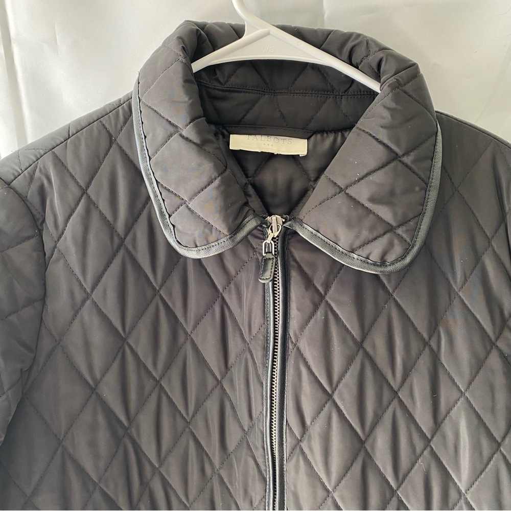 NWOT Talbots Black quilted jacket Full zip SZ L - Picture 13 of 15